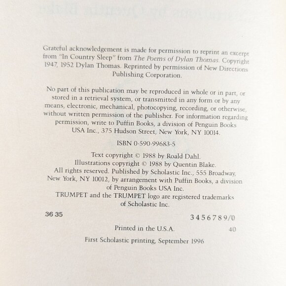 1996 Roald Dahl´s Matilda 1st Scholastic edition illustrated by Quentin Blake - Picture 12 of 13